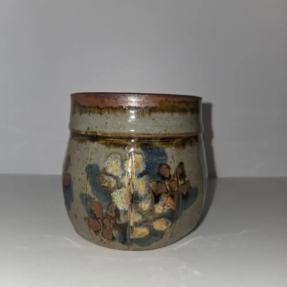 Vintage Mary Humphrey Michigan Studio Pottery Stoneware Tumblers Cups - Pair